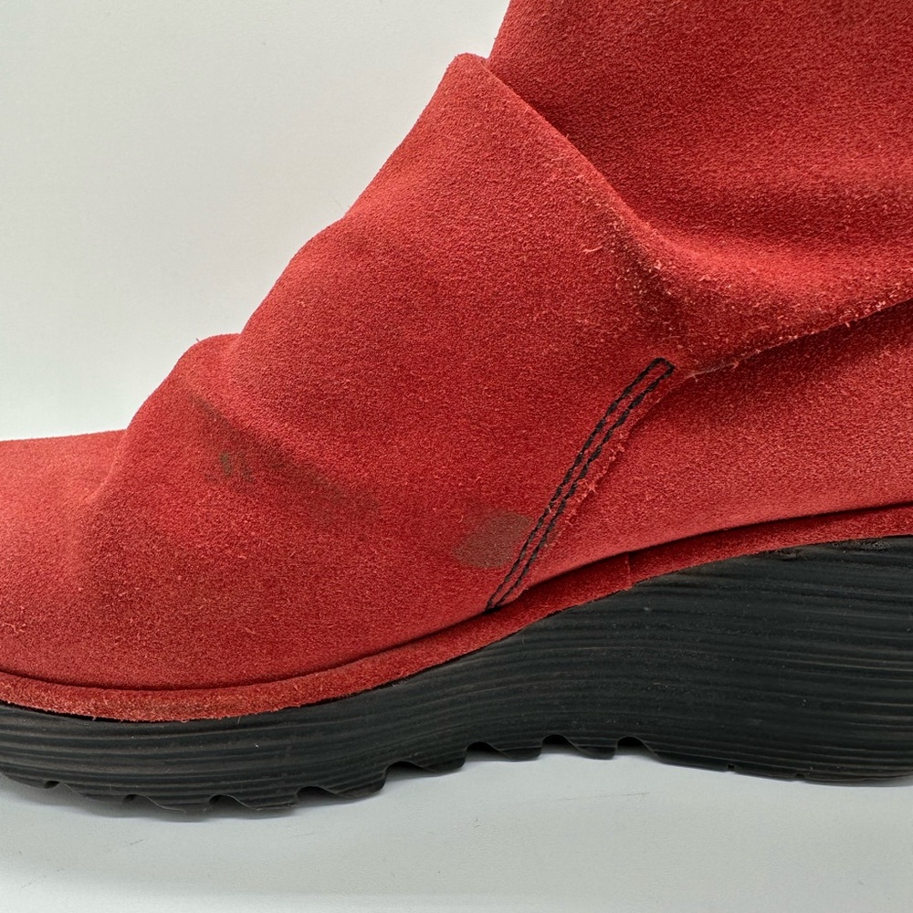 Fly London Yama Platform Wedge Ankle Boots Red Suede Leather Size EU 37 - Picture 11 of 12